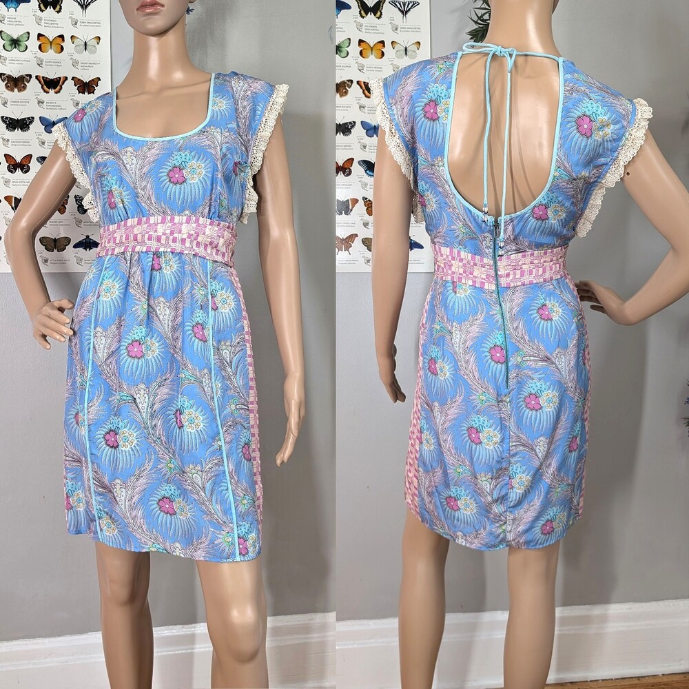 Plenty By Tracy Reese Silk Mini Dress Open Back Pastel Fairy Coquette Size P